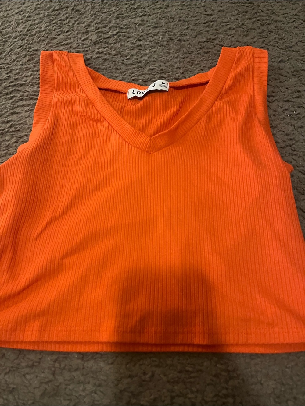 love J Vibrant Orange Ribbed V-Neck Tank